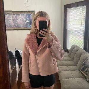 Zara Pink Shearling Coat